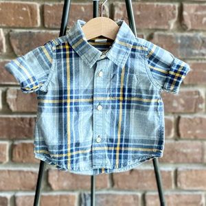 0-3M Like New! Gap Grey Plaid Button-down Shirt